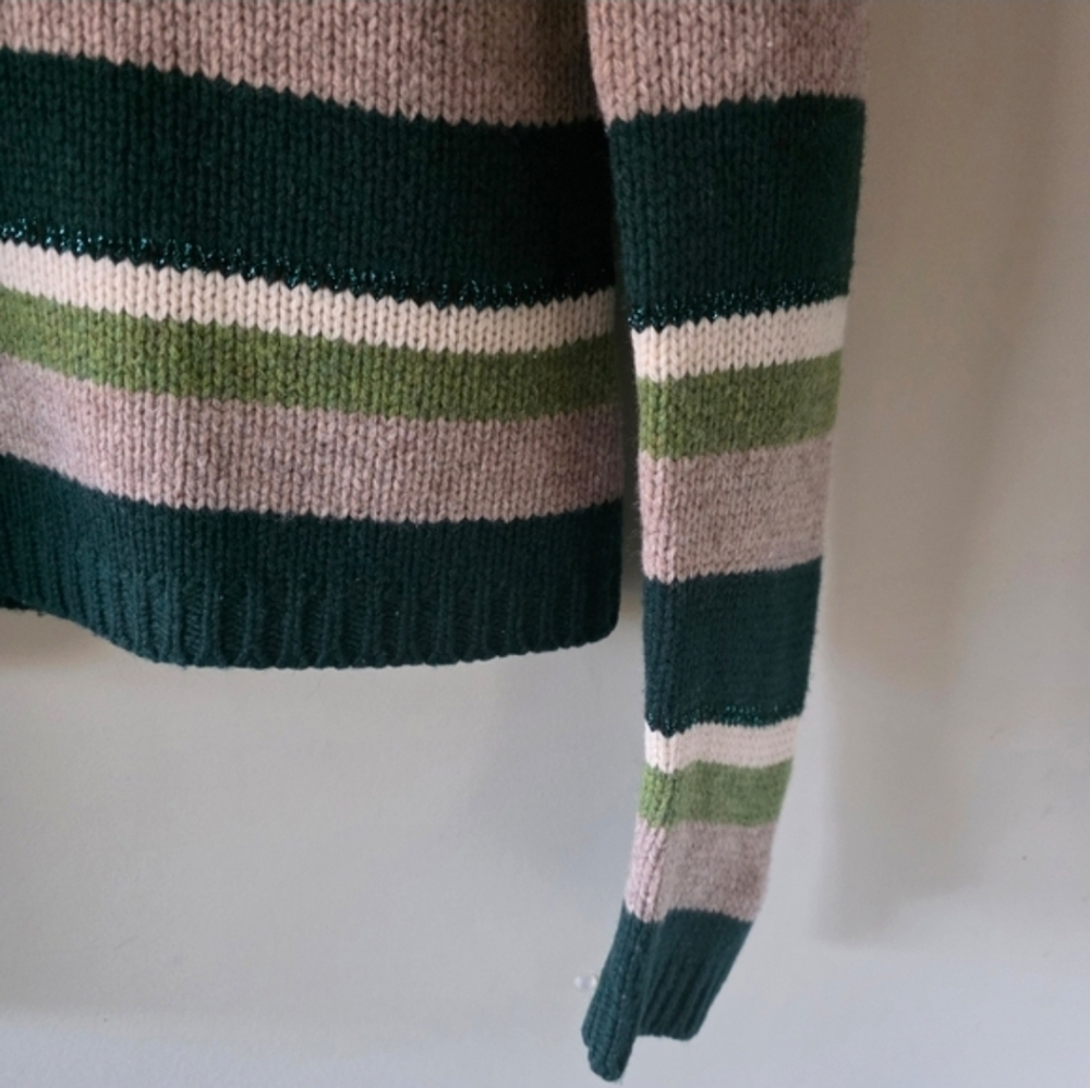 American Eagle M Y2K Preppy Rory Gilmore Striped Lambswool Knit Turtleneck - Picture 9 of 13